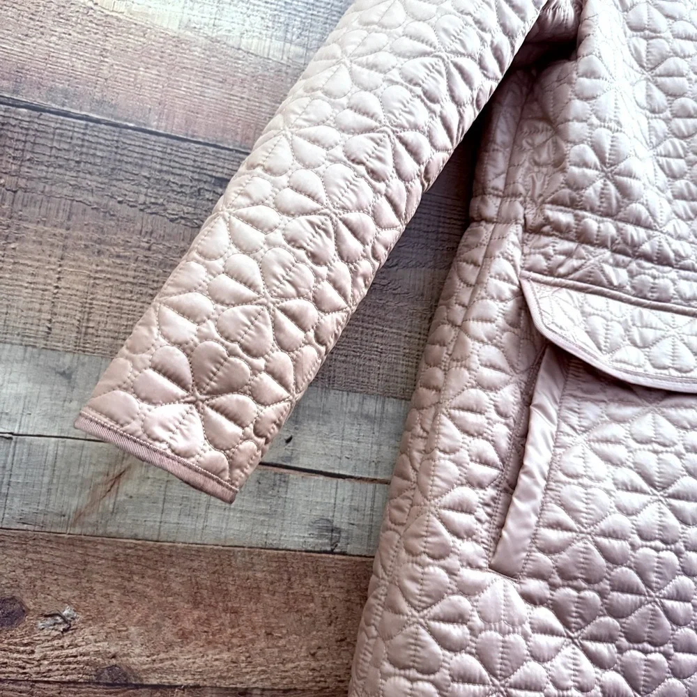 Kate Spade Latte Puffer Jacket with Quilted Spade Design